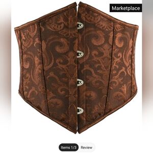 brown floral print corset belt